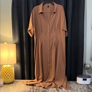 SHEIN Brown Maxi Button-Down Dress